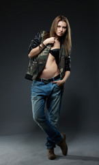 Portrait of girl in casual style.