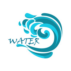 Blue ocean wave with  water swirls