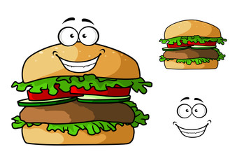 Cartoon fast food hamburger character