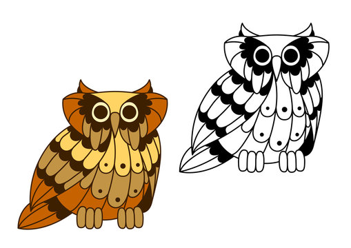 Cartoon isolated owl bird character