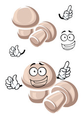 Cartoon funny champignon mushrooms characters