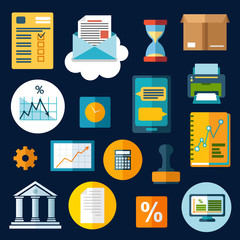 Business, financial and office flat icons