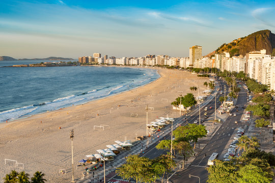 Aerial view of Copacabana beach, in Rio de Janeiro, Brazil