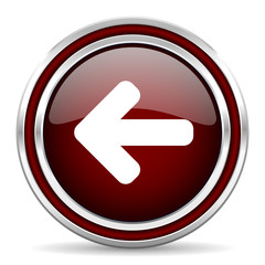 left arrow red glossy web icon