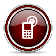 phone red glossy web icon