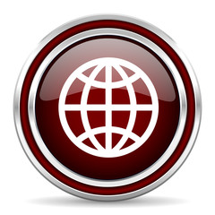 earth red glossy web icon
