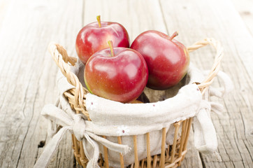Detail of red apples in a basket
