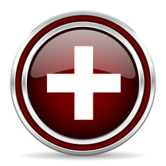 plus red glossy web icon