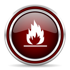 flame red glossy web icon