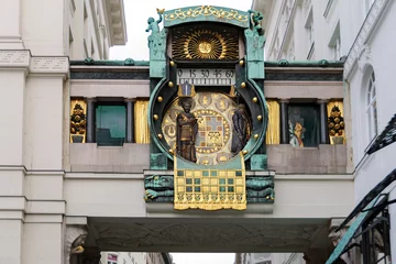 Fotobehang Figural musical clock Anker (Ankeruhr) in Art Nouveau style. Vienna, Austria © balakate