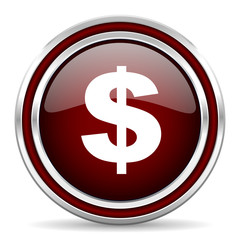 dollar red glossy web icon