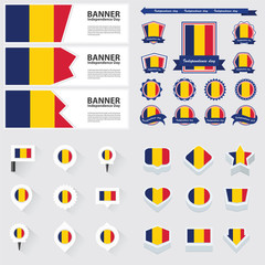 chad independence day, infographic, and label Set.