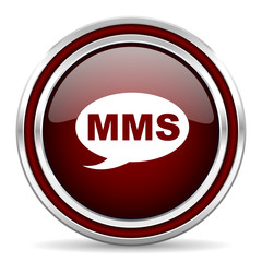 mms red glossy web icon