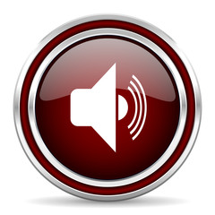 volume red glossy web icon