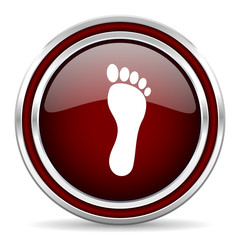 foot red glossy web icon