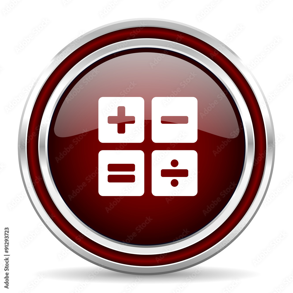 Poster calculator red glossy web icon