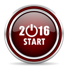 year 2016 red glossy web icon
