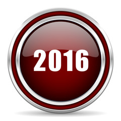 year 2016 red glossy web icon