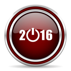year 2016 red glossy web icon