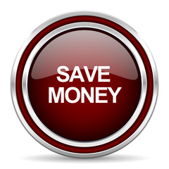 save money red glossy web icon