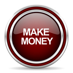 make money red glossy web icon
