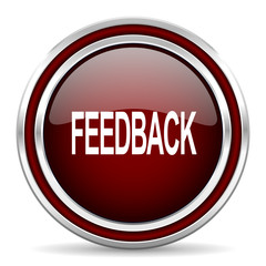 feedback red glossy web icon