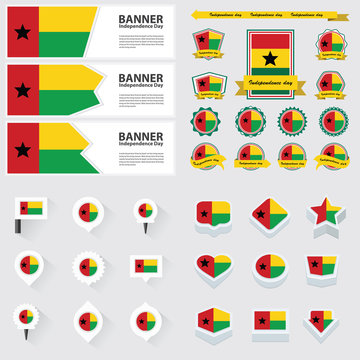 guinea bissau independence day, infographic, and label Set.