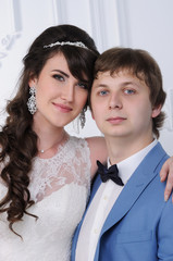 Portrait of beautiful Couple. Wedding dress. Wedding accessories