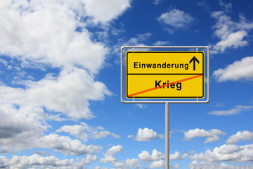 Street sign with the word war - Immigration
