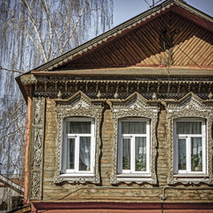 Traditional old Russian house facade