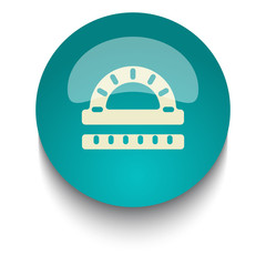 Fototapeta premium Protractor Ruler vector icon on blue green glossy glass button o