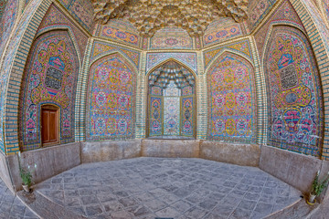 Nasir al-Mulk Mosque decoration fisheye view