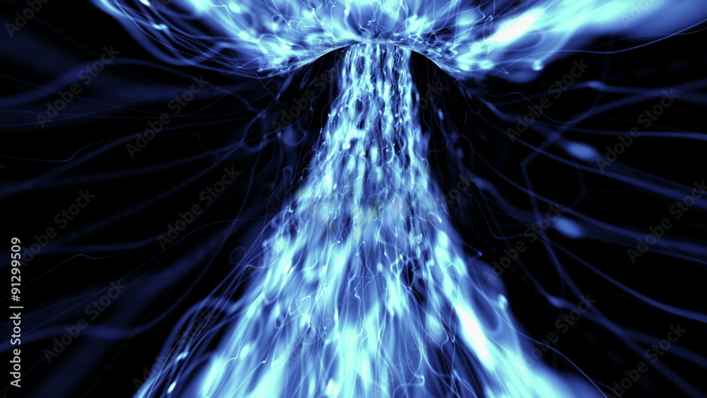Wall mural vortex 005: a vortex tunnel of streaming strands of light (loop).
