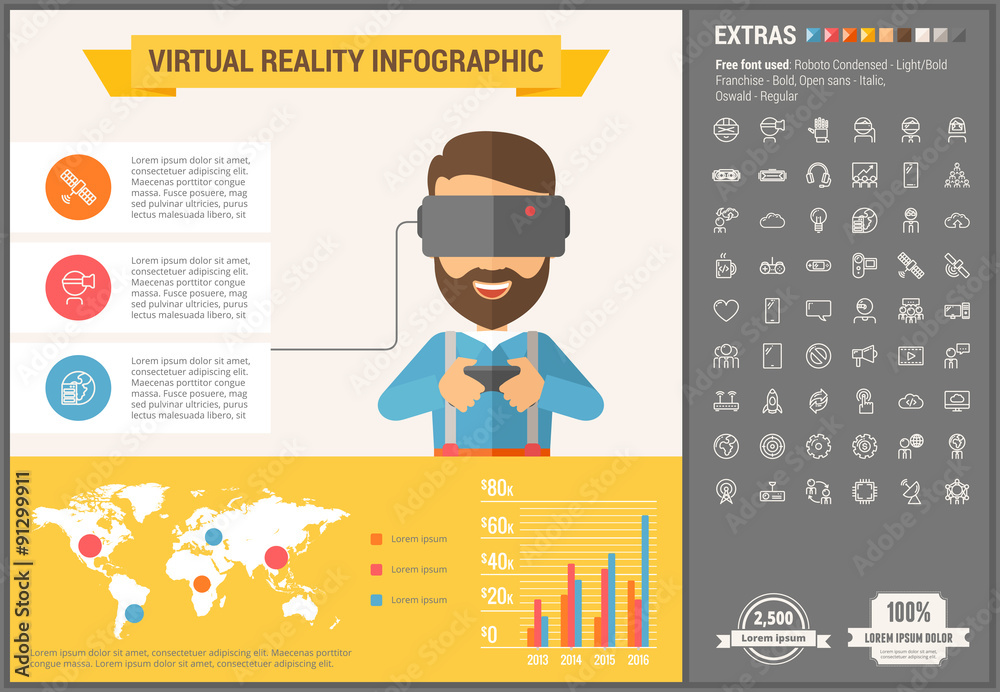 Canvas Prints virtual reality flat design infographic template