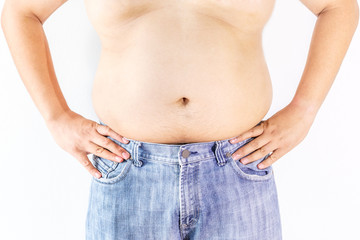 Naklejka premium Fat man on white background