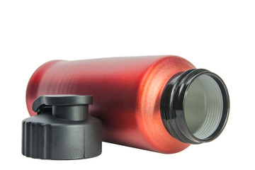 Aluminum water flask on a white background.