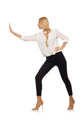 Pretty girl in office attire isolated on white