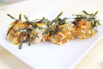 Fried Takoyaki balls dumpling - japanese food