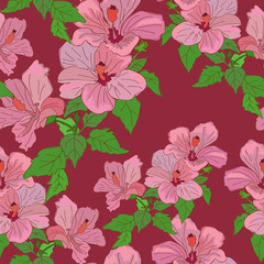 Flowers Red Colorful Seamless Pattern Background