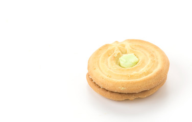 cookie biscuit with cream on white