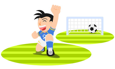 Fototapeta premium ゴールを決めて喜ぶサッカー選手