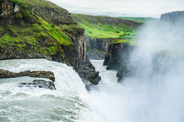 Beautiful and famous Gullfoss waterfall in Iceland