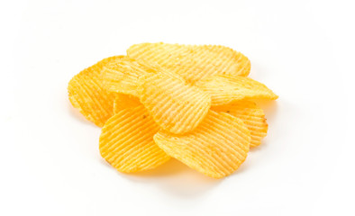 potato chips on white background