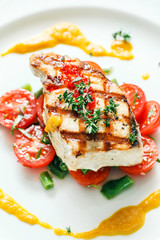 fish steak with vegetables