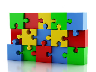 3d Jigsaw Puzzle. Business creativity and success concept