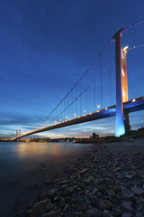 Tsing Ma bridge in Hiong Kong at dusk