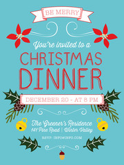 Christmas dinner invitation card. Vector design.