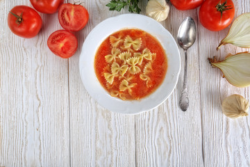 Tomato soup with fresh tomatoes