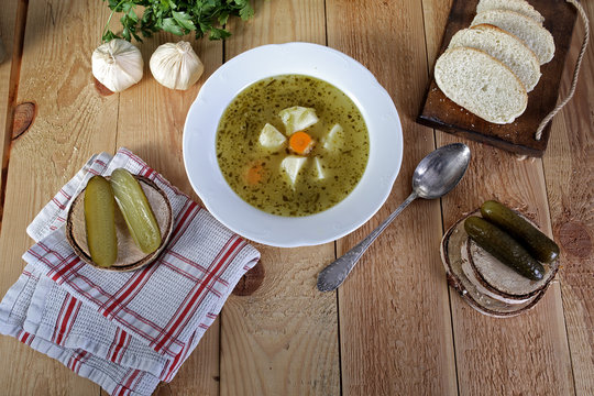 delicious homemade cucumber soup with bread