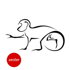 Obraz premium Black graphic silhouette of a monkey. Vector illustration